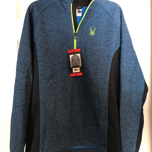 🆕 Spyder Men's Half-Zip Outbound Stryke Sweater Jacket -- Blue - Picture 3 of 7
